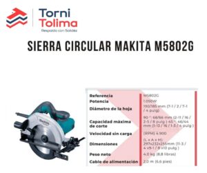 Sierra circular 7.1/2" 1050W M5801B MAKITA M5802G-tornitolima