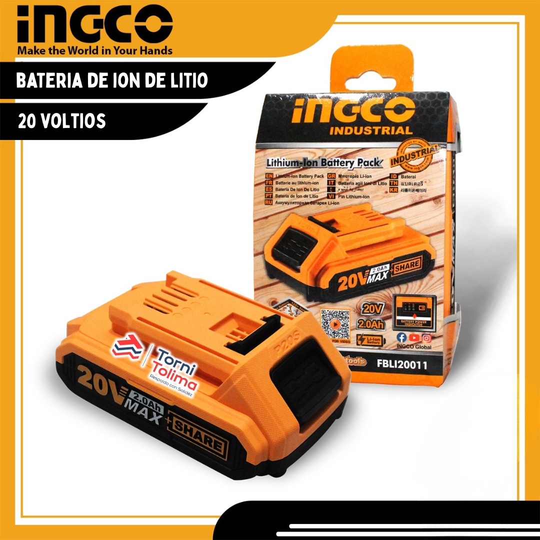 BATERIA ION LITIO 20V 2.0AH FBLI20011 INGCO - TORNITOLIMA IBAGUE